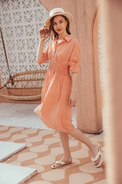 CUPSHE Sinemorets Shirt Collar Long Sleeve A-Shape Dress