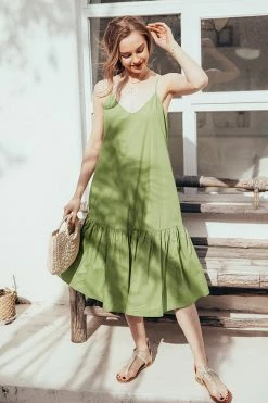 CUPSHE Ada Green Pull Over A-Shape Dress Clothing