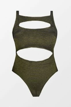 CUPSHE Love Los Angeles Ribbed Cutout Plus Size One Piece Swimsuit