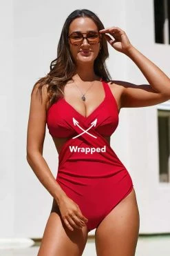 CUPSHE One Pieces Wrap Front Cutout Tie Back One Piece Swimsuit