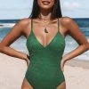 CUPSHE Plunge Back Tie Cross Back Adjustable Straps One Piece Swimsuit One Pieces