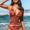 CUPSHE Former Day Leaves V-Neck Cross Back One Piece Swimsuit One Pieces