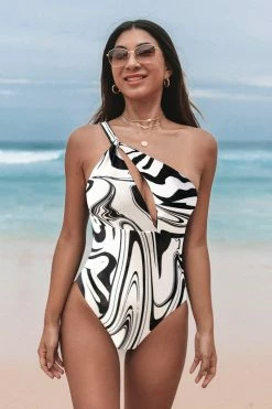 CUPSHE Wild Ronarce Marble Print One Piece Swimsuit One Pieces