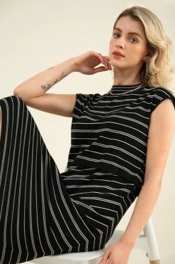 CUPSHE Tuesday Striped Cap Sleeve Midi Dress