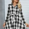 CUPSHE On Point Belted Buffalo Plaid Mini Dress Clothing