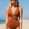 CUPSHE One Pieces Metallic Plunge Cutout One Piece Swimsuit