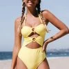 CUPSHE Devon Yellow Halter O-ring One Piece Swimsuit One Pieces