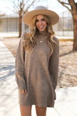 CUPSHE Clothing Lourdes High Neck Long Sleeve Sweater Dress