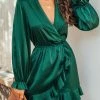CUPSHE Holidaze Satin Wrap Flounce Romper Clothing