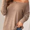 CUPSHE Sunset Heathered Off-the-Shoulder Long Sleeve Top Clothing