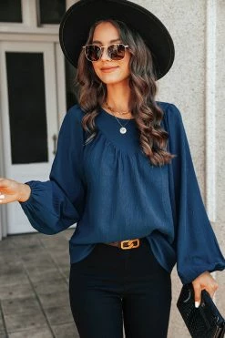 CUPSHE Darla Ruched Peasant Sleeve Top