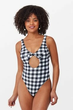 CUPSHE One Pieces Retro Gingham Bowknot Cutout One Piece Swimsuit