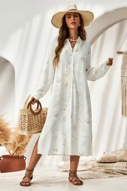 CUPSHE Clothing Gabriela Long Sleeve Loose Waisted Button Shirt Dress