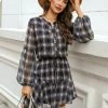 CUPSHE Clothing Arlie Plaid Drawstring Mini Dress