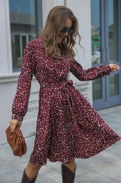 CUPSHE Graci Belted Leopard Print A-Line Dress