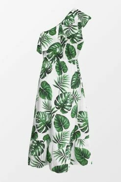 CUPSHE Clothing Violet Tropical One Shoulder Ruffle Dress