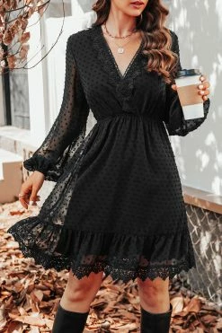 CUPSHE Clothing Nettie Clip Dot Lace Mini Dress