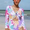 CUPSHE One Pieces Multi Spring Bunny Tie Cutout Long Sleeve One Piece Swimsuit