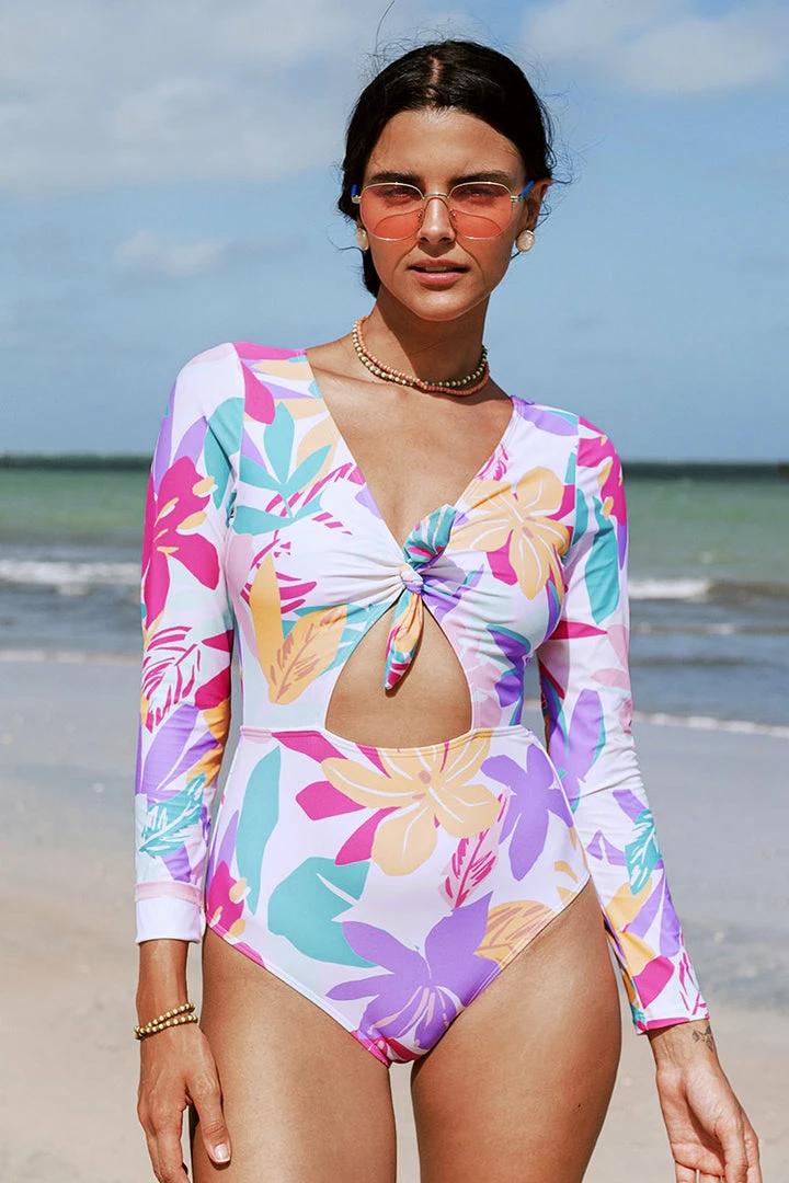 New โ๏ธ CUPSHE One Pieces Multi Spring Bunny Tie Cutout Long Sleeve One Piece ๐ฉฑ Swimsuit ๐ฅ 3 CUPSHE One Pieces Multi Spring Bunny Tie Cutout Long Sleeve One Piece Swimsuit