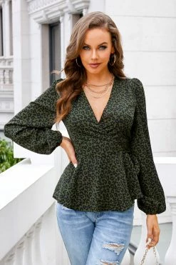 CUPSHE Clothing Profess The Love Belted Leopard Print Wrap Top