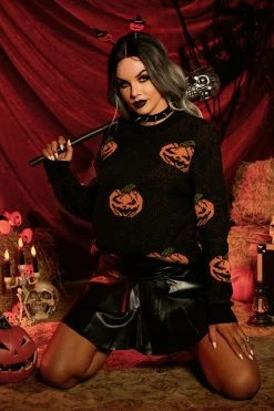 Cheapcupshe Store 35 CUPSHE Witch Please Jack-O'-Lantern Oversized Sweater