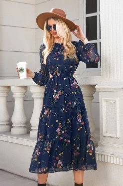 CUPSHE Nela Ditsy Floral Print Cutout Maxi Dress Clothing