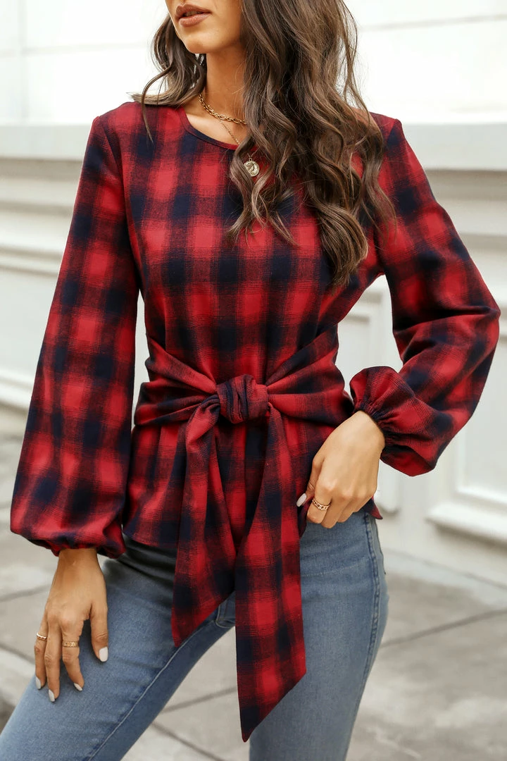 Best Pirce ๐ CUPSHE Clothing Helah Belted Buffalo Plaid Top โจ 3 CUPSHE Clothing Helah Belted Buffalo Plaid Top