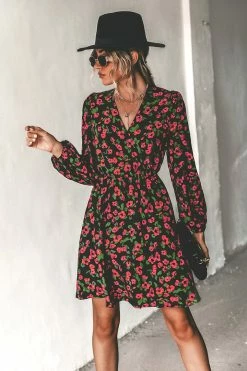 CUPSHE Dresses Best Sellers Rosemary Floral Print Surplice Mock Wrap Mini Dress