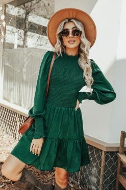 CUPSHE Fall Harvest Smocked Long Sleeve Mini Dress Clothing