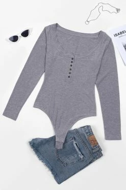 CUPSHE Tenley Button Front Scoop Neck Bodysuit