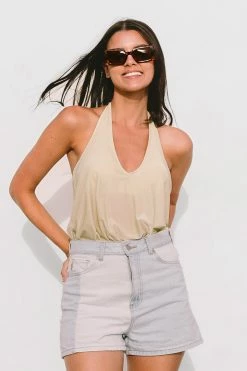 CUPSHE Adelina V-neck Halter Middle Cut Bodysuit