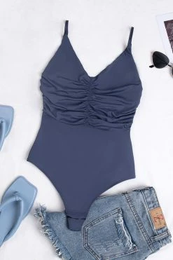 CUPSHE Gwendolyn Front Ruched Backless Bodysuit Clothing