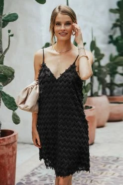 CUPSHE Felicity Fringe V-Neck Slip Dress Dresses Best Sellers