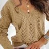 CUPSHE In The Clouds Pointelle Knit V Neck Long Sleeve Sweater