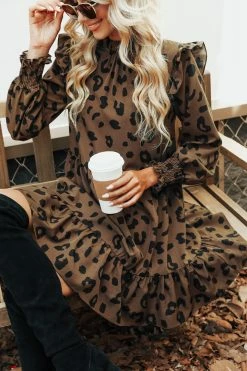 CUPSHE Bryanna Leopard Print Ruffled Dress