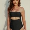 CUPSHE One Pieces Passion Cutout Bandeau Black One Piece Swimsuit