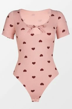 CUPSHE Laurel Scoop Tie Heart Print Bodysuit