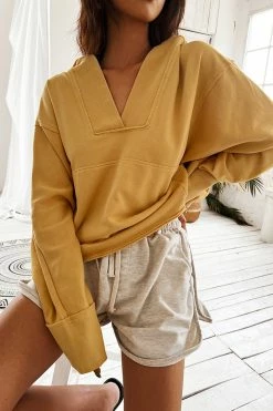 CUPSHE Kiwiberry Yellow Long Sleeve Hoodie Clothing