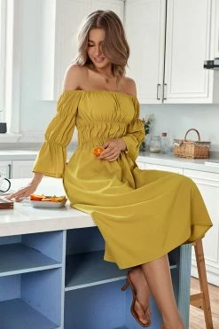 CUPSHE Elva Off-shoulder Ruffle A-Shape Dress Dresses Best Sellers