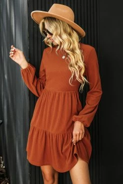 CUPSHE Bernadette Ribbed Tiered Mini Dress Clothing