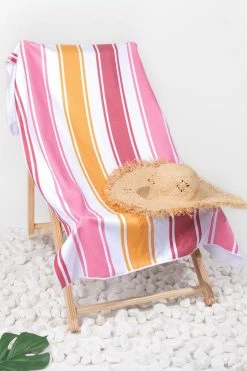 CUPSHE Beach Accessories Raspberry Creamsicle Striped Beach Blanket