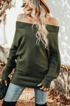 CUPSHE Moon Knight Ribbed Off-the-Shoulder Sweater Clothing