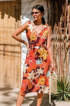 CUPSHE Dresses Best Sellers Misty Floral Tie Shoulder Dress