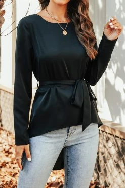 CUPSHE Mae Belted Peplum Blouse