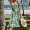 CUPSHE Ali Tropical Wrap Tie Waist Dress