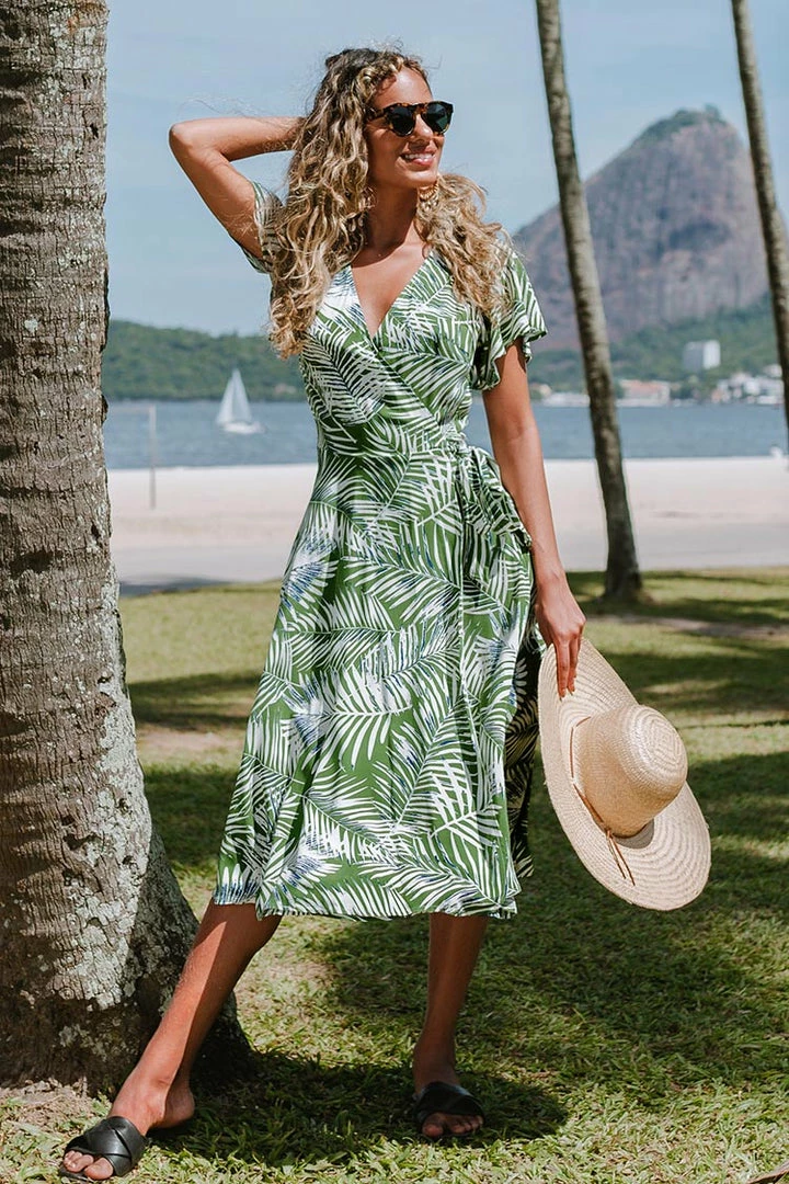 Buy ๐ CUPSHE Ali Tropical Wrap Tie Waist ๐ Dress ๐ 3 CUPSHE Ali Tropical Wrap Tie Waist Dress