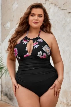 CUPSHE Cutout High Neck Tunnelled Tummy Control Plus Size One Piece