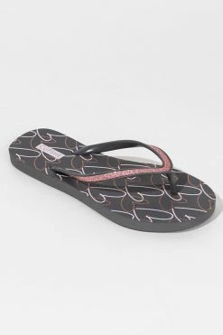CUPSHE Beach Accessories Amaretto Heart Pattern Flip Flops