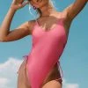 CUPSHE Summer Glow Up Tunneled Tie Side Pink One Piece Swimsuit