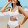 Flash Sale โ CUPSHE One Pieces Samara Rib White Cut-out One Piece ๐ฉฑ Swimsuit ๐ฅฐ 1 CUPSHE One Pieces Samara Rib White Cut-out One Piece Swimsuit